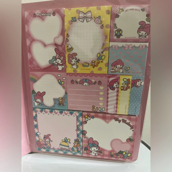 Sanrio Other - My Melody Memo Book-Style Set of Sticky Notes and Stationery Pages